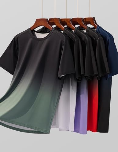 Liberty Imports 5 Pack Men's Active Quick Dry Crew Neck T Shirts
