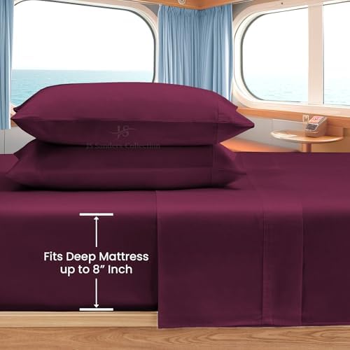 JS Sanders Collection 4PC Boat Sheet Set Universal XL V Berth, Wine