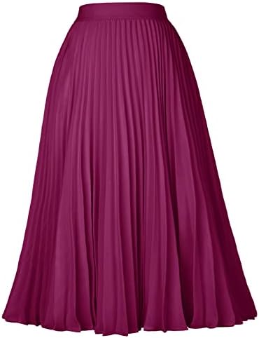 GRACE KARIN Pleated Midi Skirt for Women Chiffon A-Line Outfits