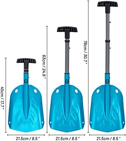 G2 Backcountry Lightweight Telescopic Avalanche Snow Shovel, Storage Down to 13 inch, Durable Aluminum Alloy Material, ABS Anti-Slip Proof Handle, Compact Storage Size (Blue)