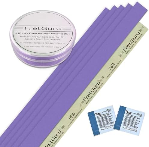 FretGuru Fret Leveling Beam Sandpaper, 240 Grit, 5-Pack