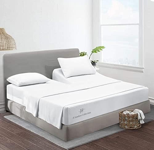 JS Sanders Collection Split Head Sheet Set King Size,White
