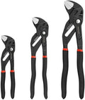 MAXPOWER 3-Pc Pliers Wrench Set, 7" 10" 12", Smooth Jaw, Push-Button Adjust