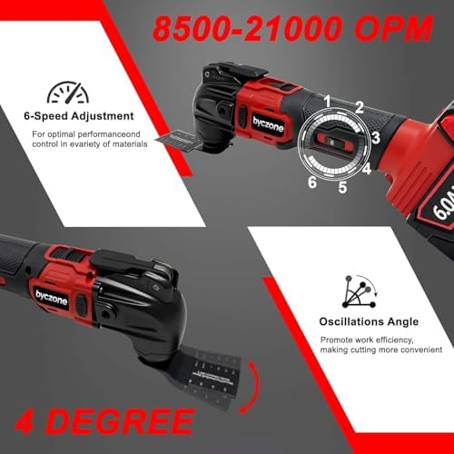 Oscillating Multi Tools for Milwaukee 18V Battery, Cordless Multitool with 6 Variable Speed 8,500-21,000 RPM, 23PCS Sanding and Cutting Oscillating Tool [Tool Only]