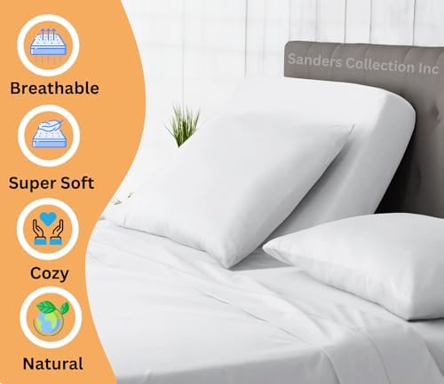 Sanders Collection Inc SCI Top Split Flex Sheet Set for Adjustable Bed 30" Split Head California King Size 800 Thread Count 100% Egyptian Cotton 4 Piece Set fits up to 16 Inch Deep Pocket (White)