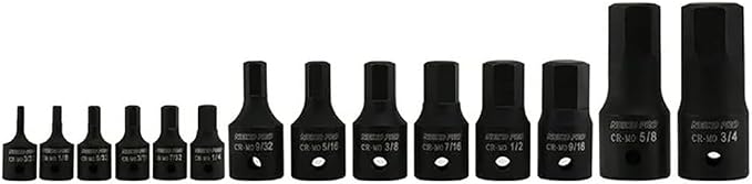 NEIKO 01142B Allen Bit Socket Set | 14 Piece | SAE | 3/32” to 3/4" | 1/4", 3/8” and 1/2" Drive | Cr-Mo Impact Grade