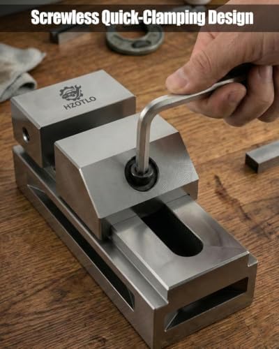 2″ Precision Grinding Vise for Machine Tools Drilling Bench and More Machining Platform with Hex Wrench, Alloy Steel Precision Grinding Screwless Mini Insert Vise Silver
