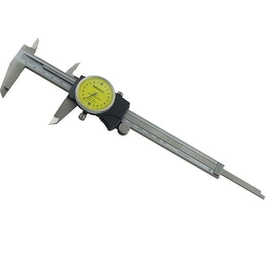 Mitutoyo 505-730 D15TX Dial Caliper, 0-150 mm Range, 0.02 mm Graduation, ±0.02 mm Accuracy, 2 mm/Rev Dial, Stainless Steel Construction with Smooth Dial Movement and Shock-Resistant Design | 2 mm/Rev, 0.02 mm Resolution