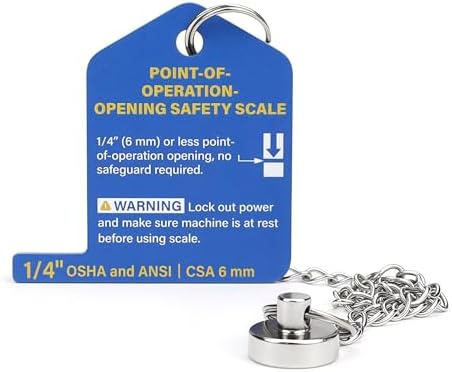 SCOTTCHEN Pinch Point Safety Gauge, 1/4 Inch (6 mm) Machine Guard Opening Tool with Magnet Chain for Machine Guarding Inspections, EHS Checks and Safety Training