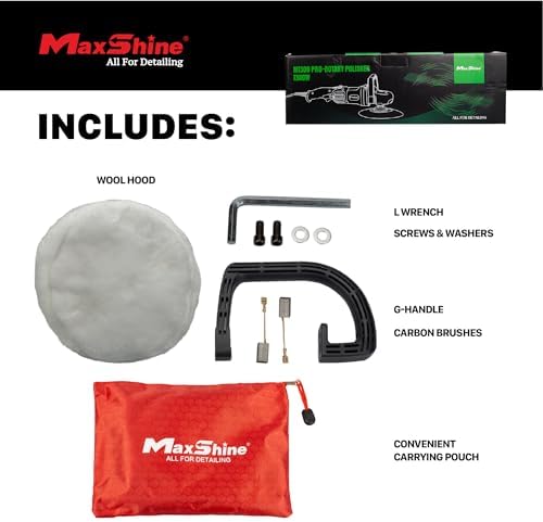Maxshine M1300 Pro Rotary Polisher – 7” 1300W Car Buffer with 6-Speed Control, 5/8” Thread – Auto Detailing Tool for Cars, Trucks & SUVs, Paint Correction, Swirl & Scratch Removal, Glossy Shine