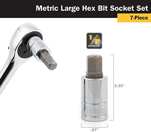 Titan 16157 Metric Large Hex Bit Socket Set, 7 Piece