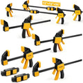 6-Pack Wood Clamps for Woodworking, 4-Piece 12" Bar Clamps with 2-Piece Clamp Connectors, Quick-Release Wood Clamps with 150 LBS Load Limit, Trigger Clamp Set for Woodworking DIY Projects