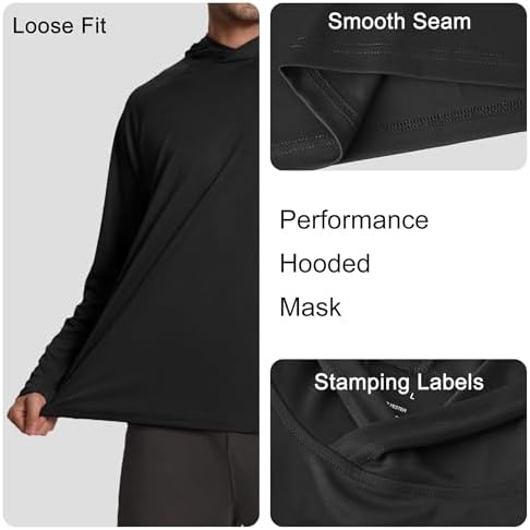 HovSiyla Mens Fishing Hoodie UV Sun Protection Shirts UPF Rash Guard Long Sleeve Shirts Hiking Performance Mesh Face Mask Top