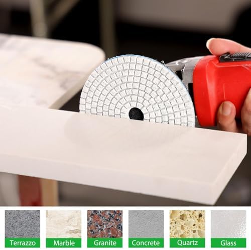 4 Inch Diamond Polishing Pads with 5/8’’-11 Backer Pad, 12PCS Wet/Dry Granite Stone Polish Pad Kit for Drill, Grinder, Polisher, 50-6000 Grit Polishing Pad for Concrete Marble Rock Countertop Quartz