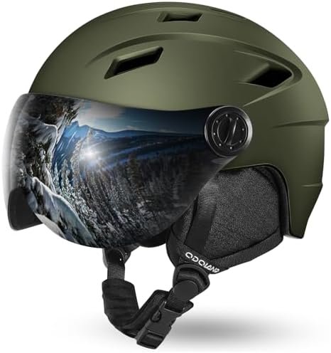 Odoland Ski Helmet with 2-in-1 Visor Goggles, Lightweight for Men Women