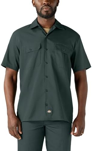 Dickies Men’s Short Sleeve Work Shirt – Durable Twill Button Down Shirts for Men, Lightweight Uniform for Daily Wear