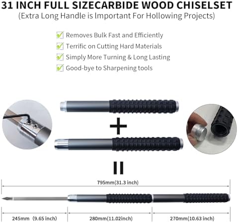 RUITOOL Wood Lathe Tools Set with Carbide Lathe Tools and Bowl Sander