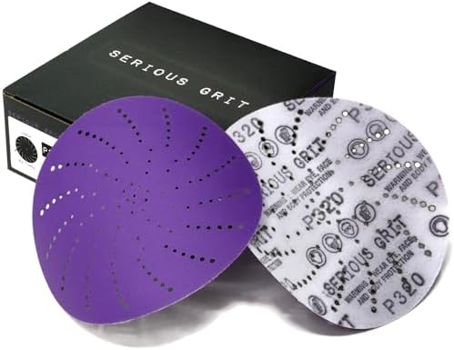 Serious Grit - 6-Inch P320 Grit Ceramic Multi-Hole Sanding Discs - 50 Pack
