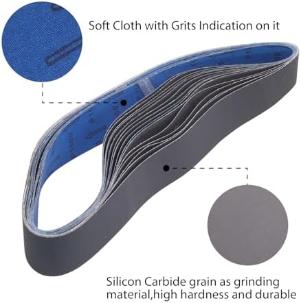 2 x 42 Inch Silicon Carbide Sanding Belts, 15 Pack