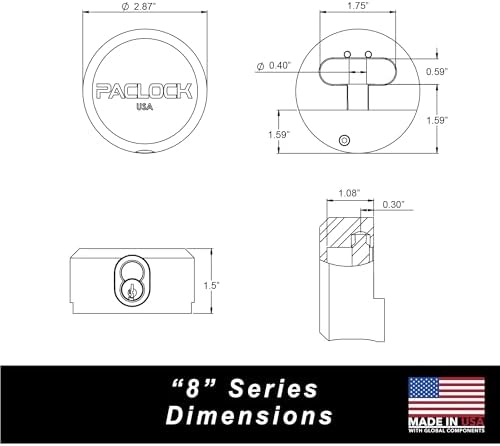 PACLOCK's 8-Series Stepped-Back Puck, Standard Rekeyable (SR), Keyed Different, Blue