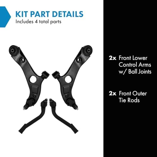 TRQ Front Steering & Suspension Kit Control Arm with Ball Joint Tie Rod