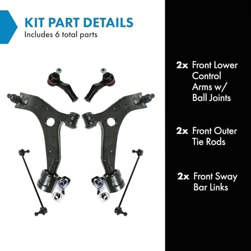 TRQ Front Steering & Suspension Kit Control Arm with Ball Joint Sway Bar