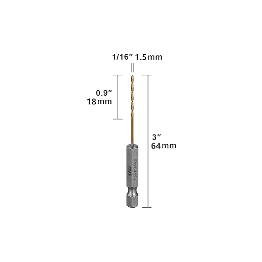 SALI Cobalt Drill Bit Set,20 Pack 1/16 Inch High Speed Steel Hex Shank Jobber Drill Bits, for Hardwood, Aluminum,Metal,Copper,Alloyed Steel