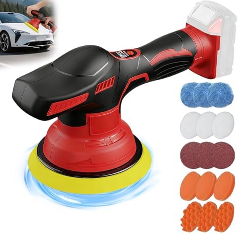 Cordless Car Buffer Polisher for Milwaukee 18V Battery,6 Inch Portable Orbital Buffer Polisher with 8 Variable Speed with 15pcs Polishing Accessories, for Car Polishing/Waxing (NO Battery)