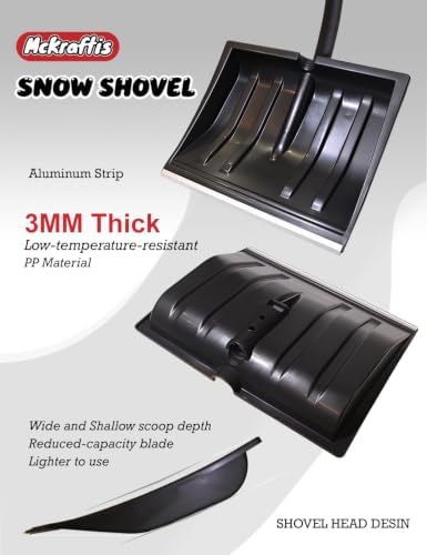Ergonomic Snow Shovel for Driveway Home Garage; T-Grip
