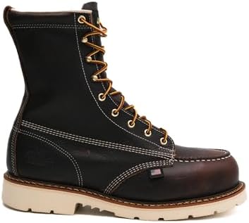 Thorogood American Heritage 8” Steel Toe Work Boots for Men - Full-Grain Leather with Moc Toe, Slip-Resistant Wedge Outsole, and Comfort Insole; EH Rated