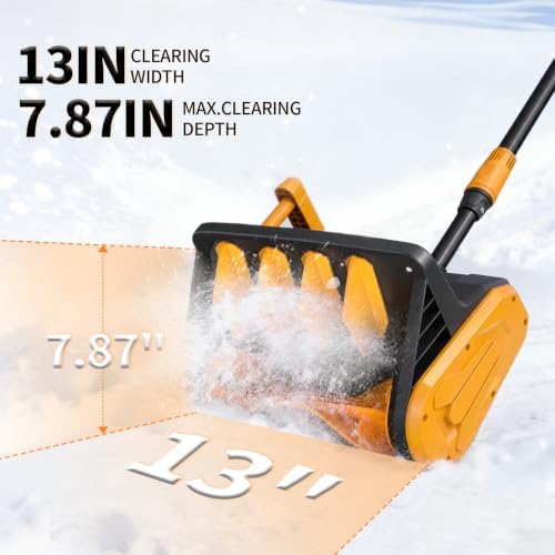 21V Cordless Electric Snow Shovel, Electric Snow Blower with Wheels