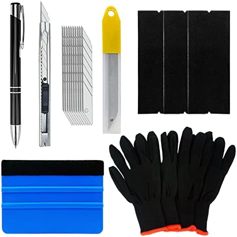 CARTINTS Auto Glass Window Tint Film Installation Tools Kit with Air Release Tool Pen, Felt Squeegee, Vinyl Knife, Vinyl Wrap Gloves