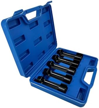 12090 Diesel Fuel Line Socket Set, 5PCS Fuel Injection Flare Nut Socket, 17mm 19mm 21mm 22mm 24mm 3/8" Drive Fuel Line Flare Tool for Audi VW BMW Ford Cummins Engines