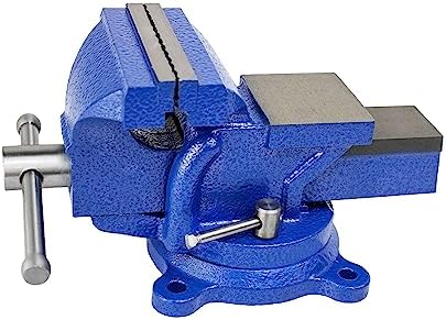 HFS(R) 5" Heavy Duty Bench Vise Anvil with 360° Swivel Locking Base Desktop Clamp (16LBS) - FS Blue Design