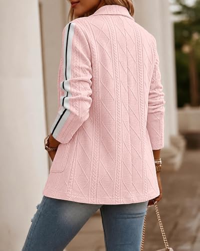 CHICME Women's Argyle Cable Jacquard Tape Sleeve Button Work Travel Blazer