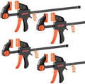 VEVOR Bar Clamps for Woodworking, 2-Pack 12 inch and 2-Pack 6 inch, One-Handed Clamp/Spreader, Quick-Grip F-Clamp with 154 lbs Load Limit, Premium Plastic and Steel, for Woodworking Metal working