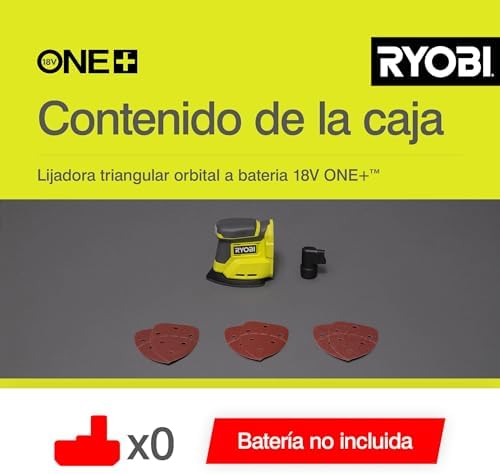 RYOBI ONE+ RPS18-0 Cordless Triangular Sander 18V – Retail Insole, Dust Collector, Compact and Handy, Ideal Finishes, Angles – Battery Not Included