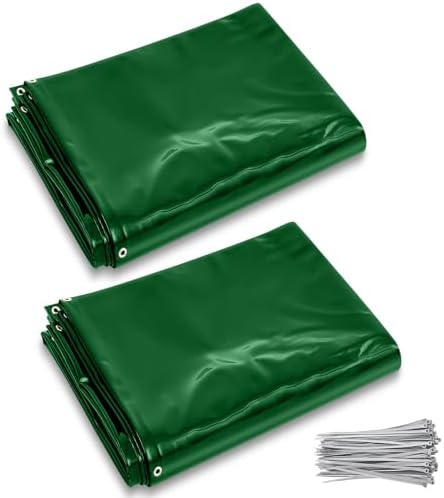 2 Pack Welding Curtain Safety Screen with Fixed Belt, 6 x 6ft Green, Fire Resistant Transparent Vinyl Welding Shield for UV and Blue Light Protection