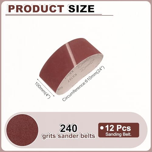 HARFINGTON 4 x 24 Inch Sanding Belts, 12 Pcs 240 Grits Aluminum Oxide