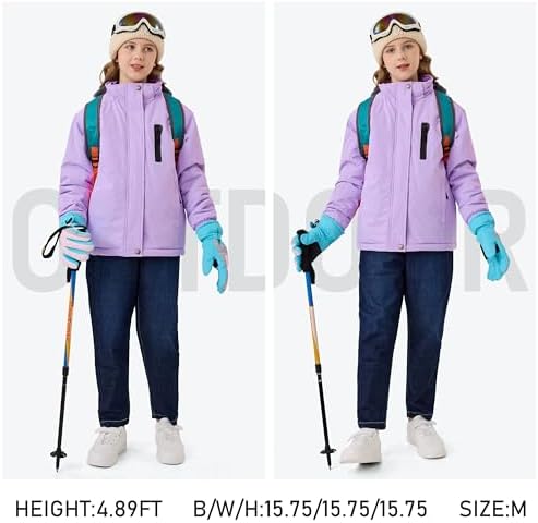 MoFiz Girl's Ski Jacket Fleece Snow Winter Coat Kids Warm Snowboard Jacket