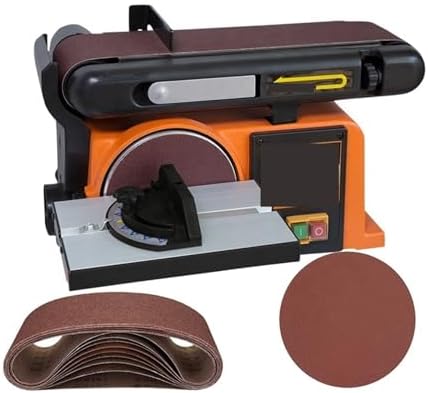 Belt Sander, Grinding Wheel Sand Belt Machine Variable Speed Combination Bench Sander Disk with Cast Iron Base