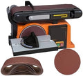 Belt Sander, Grinding Wheel Sand Belt Machine Variable Speed Combination Bench Sander Belt Sander Disk with Cast Iron Base