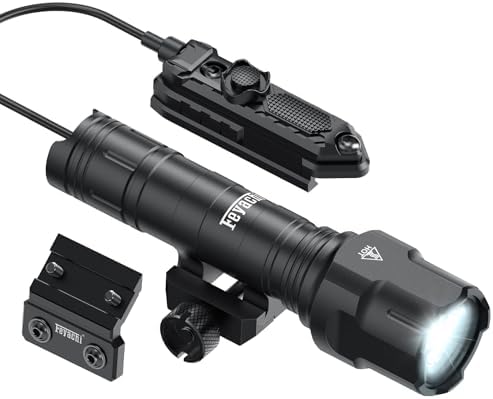 Feyachi Rifle Light 1200LM 22500Candela WL25 Tactical AR Flashlight LED Outdoor Light with Pressure Switch & Picatinny Rail Mount, 3 Modes - High/Low/Strobe (Pic & Mlok-Black)