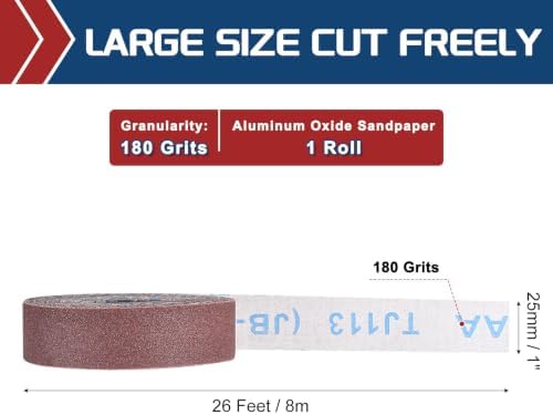 Sandpaper Roll 1Inch 26FT 180Grit Aluminum Oxide Emery Cloth Roll