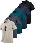ZITY 5 Pack Polo Shirts for Men with Pocket Dry Quickly Short Sleeve Athletic Outdoor Work Collared Shirts