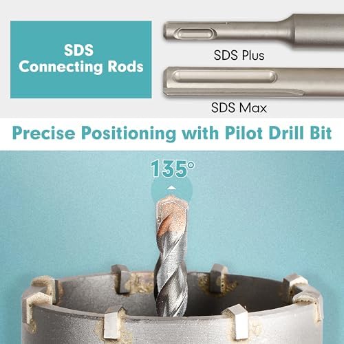 9Pcs Masonry Concrete Hole Saw Kit (30 40 65 80 100 mm)