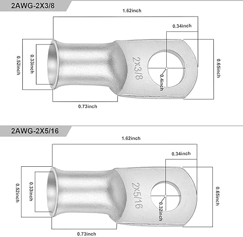 iGreely 2 AWG Gauge Wire 20 Feet Black + 20 Feet Red Ultra Flexible Welding Battery Pure Copper Cable + 5pcs of 5/16" & 5pcs 3/8" Copper Cable Lugs Terminal Connectors with Heat Shrink Tube