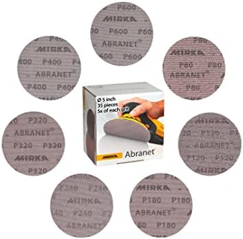 Mirka Abranet Sanding Mesh Discs 5 Inch Hook and Loop 35 Pcs