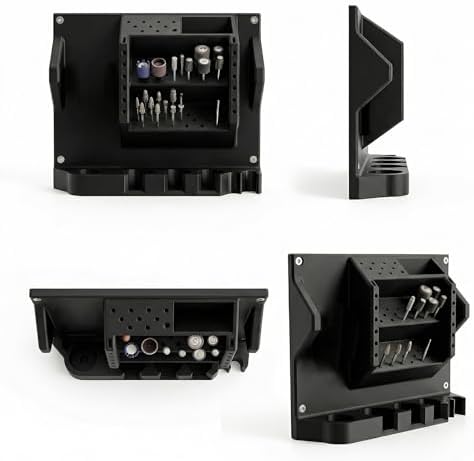 Wall Mount Bracket for Dremel Rotary Tool, Universal Fit for 3000/4000/4300/300, Space Saving Wall Mount Organizer with Built-in Bit Storage, Workshop & Garage Tool Organization System
