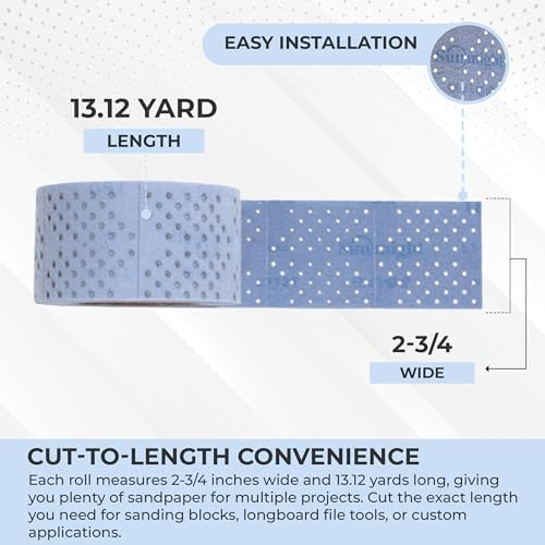Sunmight Ceramic Film Sandpaper Roll 2.75" x 13.12yd 400G — Hook & Loop Sand Paper Sheets for Auto Body, Car Sanding, Wood, Metal, Longboard Block Tools | Wet Dry Automotive Shop Supplies, Wet Dry Use